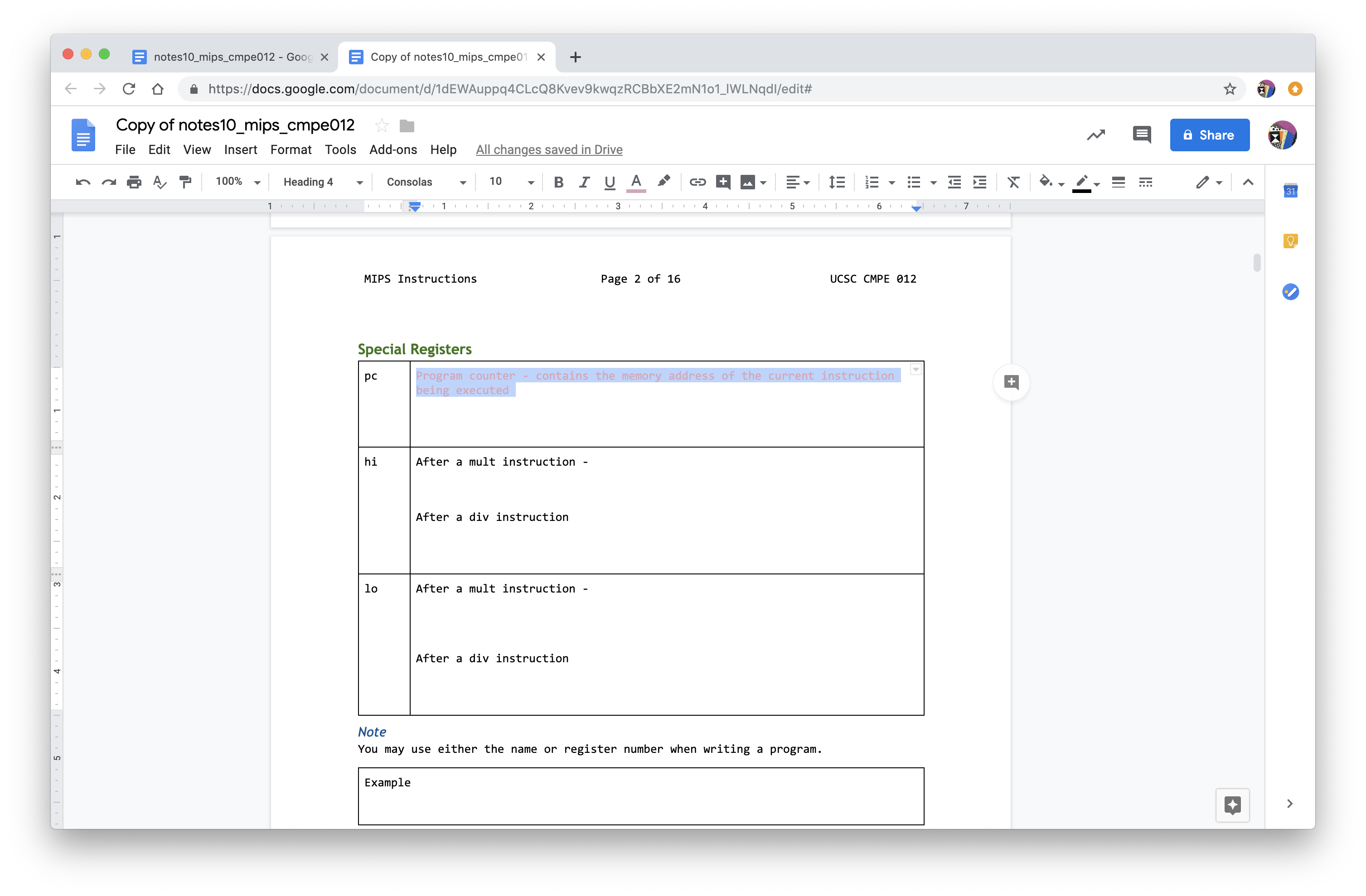 Screenshot of highlighted text changeed to pink.